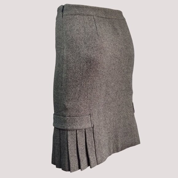 Vintage Y2K Banana Republic Tweed Side Pleats w Dome Buttons Pencil Skirt Sz 2 - Picture 4 of 8
